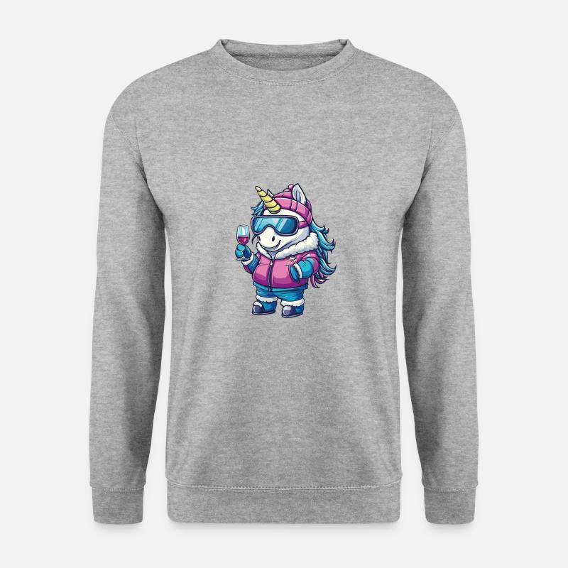 Einhorn Ski Apres Ski - Unisex Pullover - Weißgrau meliert