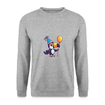 Toucan oiseau anniversaire bébé - Sweat-shirt Unisexe - gris chiné - Devant - Alina (178cm) & Michal (187cm)