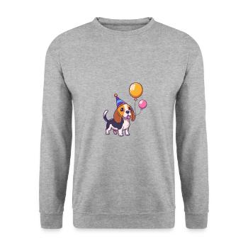 Beagle Hunde Geburtstag Baby - Unisex Pullover - Weißgrau meliert - Vorne - Alina (178cm) & Michal (187cm)