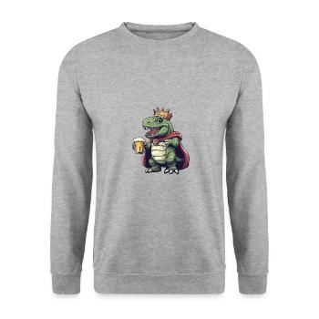 Dinosaur T-Rex Beer Funny - Unisex Sweatshirt - salt & pepper - Front - Alina (178cm) & Michal (187cm)