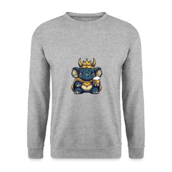 Dinosaur triceratops Beer Funny - Unisex Sweatshirt - salt & pepper - Front - Alina (178cm) & Michal (187cm)