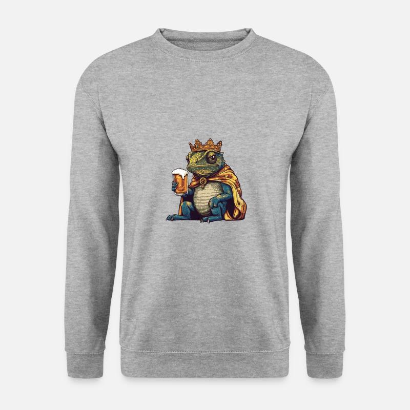 Chameleon Bier Lustig - Unisex Pullover - Weißgrau meliert