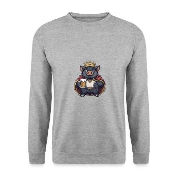 Schwein Bier Lustig Wildschwein - Unisex Pullover - Weißgrau meliert - Vorne - Alina (178cm) & Michal (187cm)