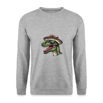 Dinosaurier brontosaurus Sombrero - Unisex Pullover - Weißgrau meliert - Vorne - Alina (178cm) & Michal (187cm)