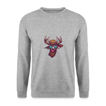 Deer Comic Funny Sombrero - Unisex Sweatshirt - salt & pepper - Front - Alina (178cm) & Michal (187cm)