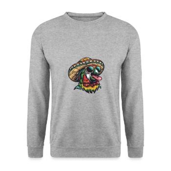 Perroquet Bande Dessinée Drôle Sombrero - Sweat-shirt Unisexe - gris chiné - Devant - Alina (178cm) & Michal (187cm)