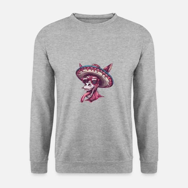 Esel Lustig Sombrero - Unisex Pullover - Weißgrau meliert