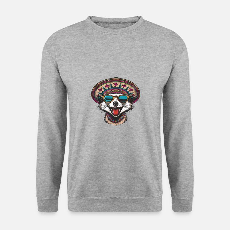 Erdmännchen Lustig Sombrero - Unisex Pullover - Weißgrau meliert