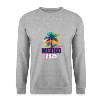 Mexiko 2025 Urlaub Palmen - Unisex Pullover - Weißgrau meliert - Vorne - Alina (178cm) & Michal (187cm)
