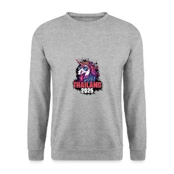 Thailand 2025 Einhorn - Unisex Pullover - Weißgrau meliert - Vorne - Alina (178cm) & Michal (187cm)
