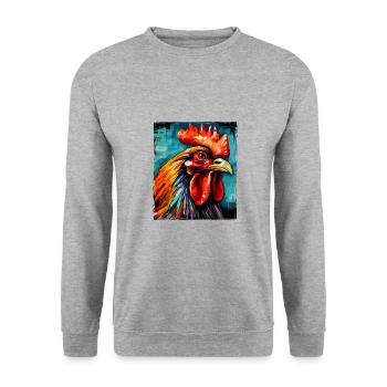 Hahn Porträt - Unisex Pullover - Weißgrau meliert - Vorne - Alina (178cm) & Michal (187cm)