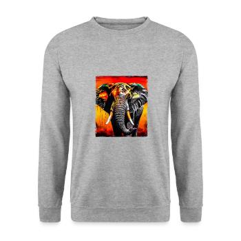 Elephant Portrait - Unisex Sweatshirt - salt & pepper - Front - Alina (178cm) & Michal (187cm)