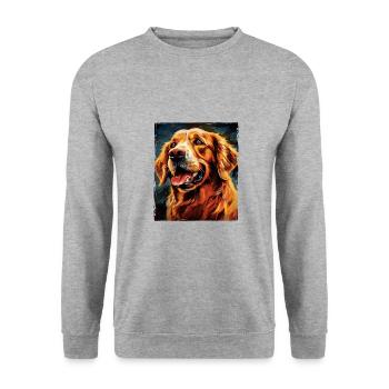 Portrait de chien Golden Retriever - Sweat-shirt Unisexe - gris chiné - Devant - Alina (178cm) & Michal (187cm)