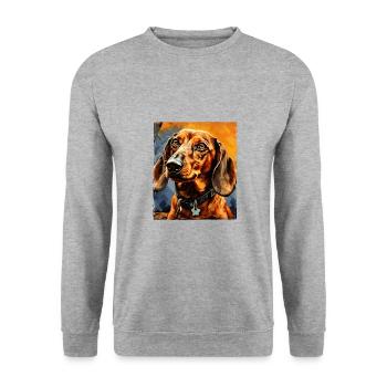 Dachshund Dog Portrait Dachshund - Unisex Sweatshirt - salt & pepper - Front - Alina (178cm) & Michal (187cm)