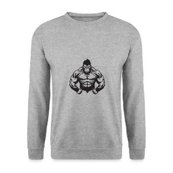 Gorilla Muskeln - Unisex Pullover - Weißgrau meliert - Vorne - Alina (178cm) & Michal (187cm)