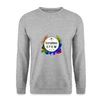 Équipage de Barcelone Coloré - Sweat-shirt Unisexe - gris chiné - Devant - Alina (178cm) & Michal (187cm)