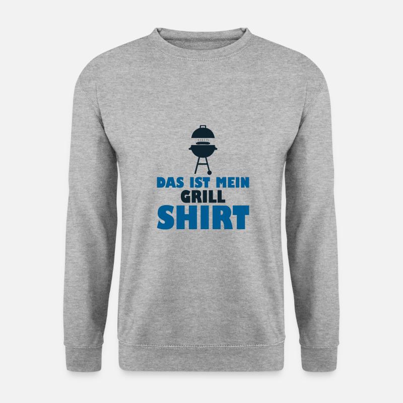 Grill Grillen mein Shirt Lustiger Spruch - Unisex Pullover - Weißgrau meliert