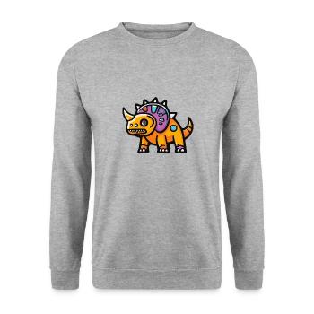 Dinosaurier triceratops Halloween Lustig - Unisex Pullover - Weißgrau meliert - Vorne - Alina (178cm) & Michal (187cm)
