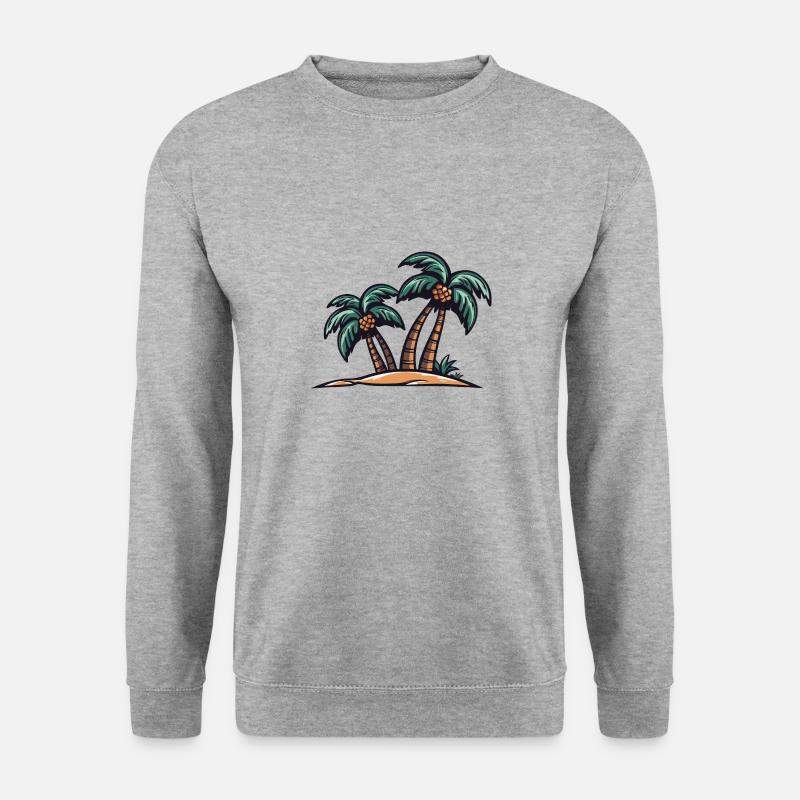 Palmen Insel - Unisex Pullover - Weißgrau meliert