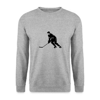 Ice Hockey Spieler Symbol - Unisex Pullover - Weißgrau meliert - Vorne - Alina (178cm) & Michal (187cm)