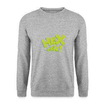 Bibi Blocksberg Hex-hex! Typo grün - Unisex Pullover - Weißgrau meliert - Vorne - Alina (178cm) & Michal (187cm)