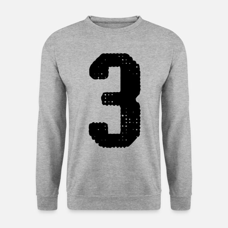 3 Zahl Trikot - Unisex Pullover - Weißgrau meliert
