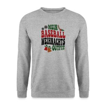 Baseballer Weihnachten Baseballspieler Spieler - Unisex Pullover - Weißgrau meliert - Vorne - Alina (178cm) & Michal (187cm)