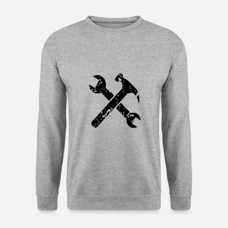 werkzeug hammer schraubenschlüssel - Unisex Pullover - Weißgrau meliert