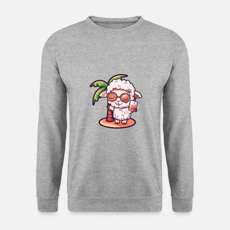 Schaf Sommer Strand Comic - Unisex Pullover - Weißgrau meliert