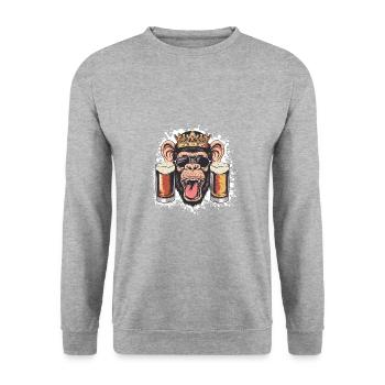 Bière de singe drôle - Sweat-shirt Unisexe - gris chiné - Devant - Alina (178cm) & Michal (187cm)
