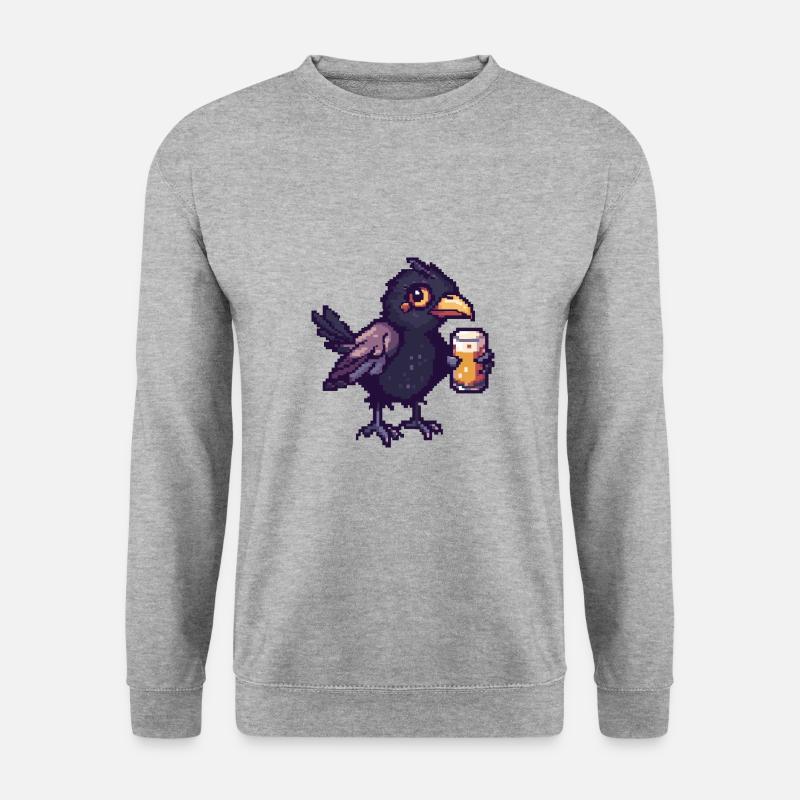 Raven Crow Beer Pixel - Unisex Sweatshirt - salt & pepper