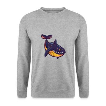 Wal Halloween Tier - Unisex Pullover - Weißgrau meliert - Vorne - Alina (178cm) & Michal (187cm)