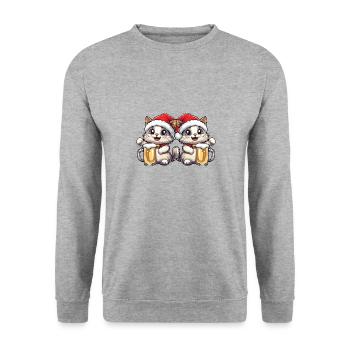 Équipe de la bière de Noël des Cats - Sweat-shirt Unisexe - gris chiné - Devant - Alina (178cm) & Michal (187cm)