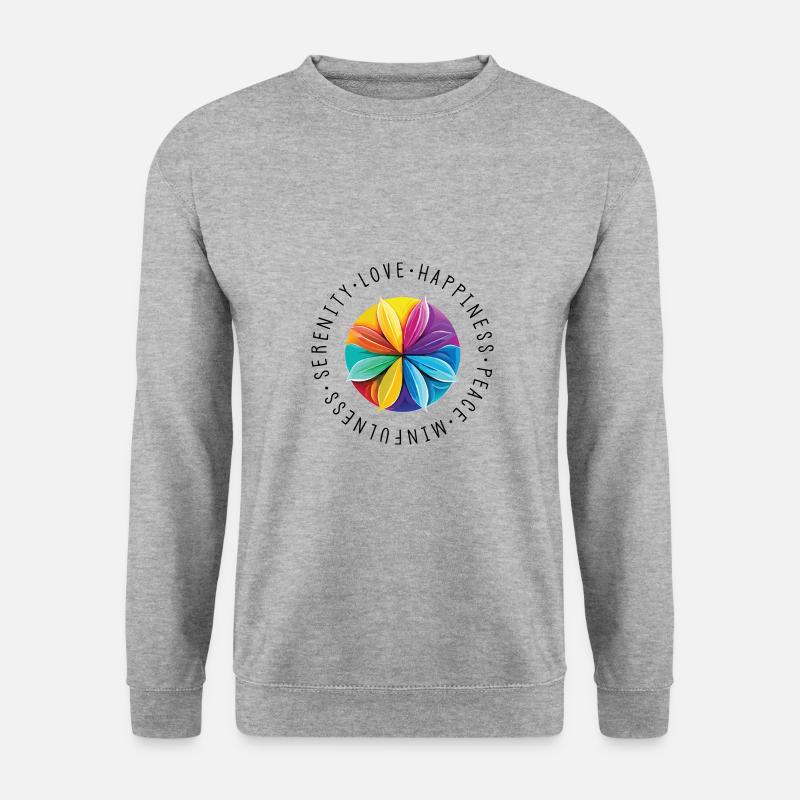 Gelassenheit - Meditation - Liebe - Freude - Unisex Pullover - Weißgrau meliert