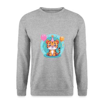 Tiger Birthday Comic - Unisex Sweatshirt - salt & pepper - Front - Alina (178cm) & Michal (187cm)