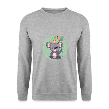 Bande dessinée d’anniversaire Koala - Sweat-shirt Unisexe - gris chiné - Devant - Alina (178cm) & Michal (187cm)