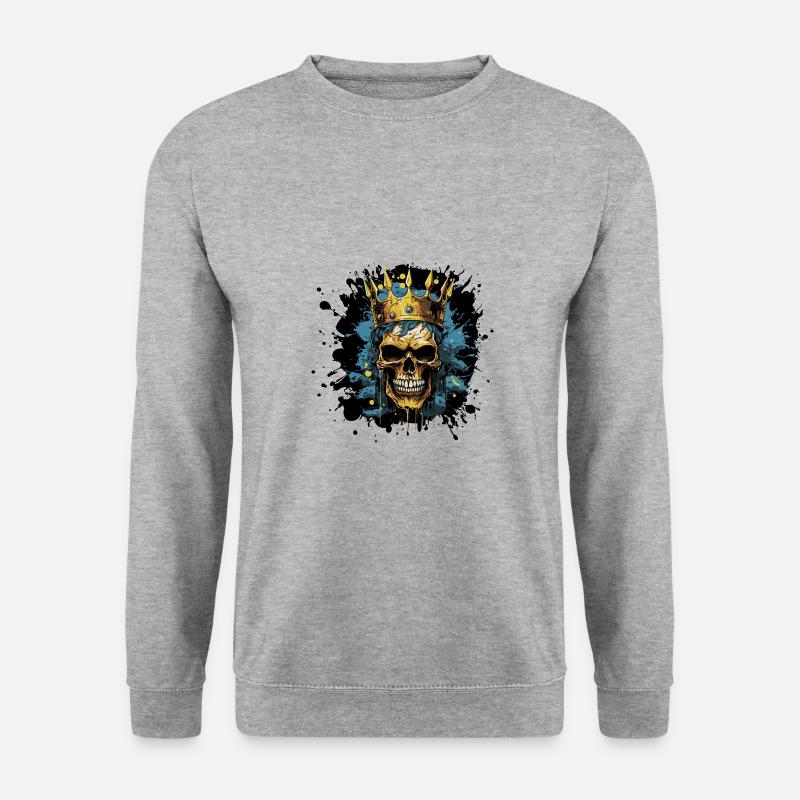 Skelett König Krone - Unisex Pullover - Weißgrau meliert