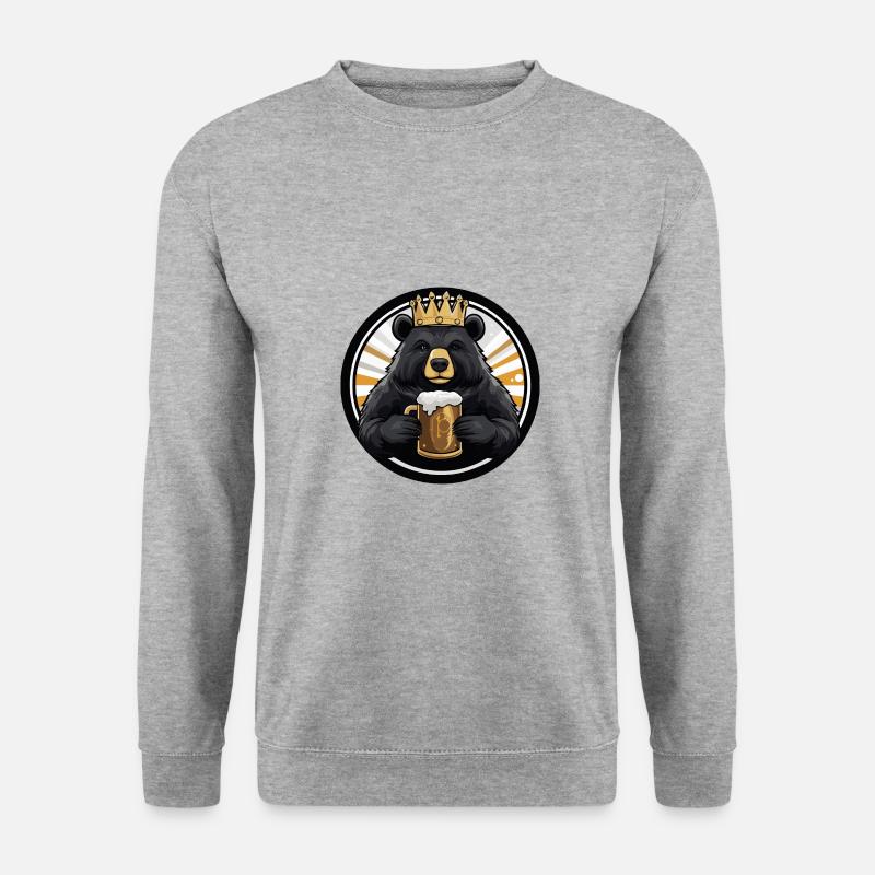 Bär Bier Comic - Unisex Pullover - Weißgrau meliert