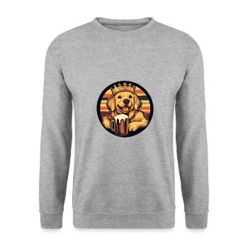 Golden Retriever Hund Bier Comic Lustig - Unisex Pullover - Weißgrau meliert - Vorne - Alina (178cm) & Michal (187cm)
