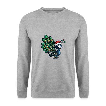 Peacock Bird Christmas - Unisex Sweatshirt - salt & pepper - Front - Alina (178cm) & Michal (187cm)