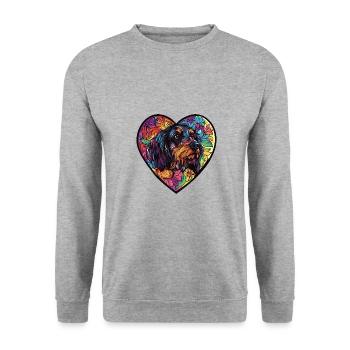 Lévrier Afghan Chien Coeur Amour - Sweat-shirt Unisexe - gris chiné - Devant - Alina (178cm) & Michal (187cm)