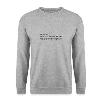 Plaquiste définition - Sweat-shirt Unisexe - gris chiné - Devant - Alina (178cm) & Michal (187cm)