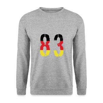 Maillot 83 Numéro Allemagne - Sweat-shirt Unisexe - gris chiné - Devant - Alina (178cm) & Michal (187cm)