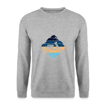 Moped - Unisex Pullover - Weißgrau meliert - Vorne - Alina (178cm) & Michal (187cm)