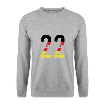 22 Number Germany Jersey - Unisex Sweatshirt - salt & pepper - Front - Alina (178cm) & Michal (187cm)
