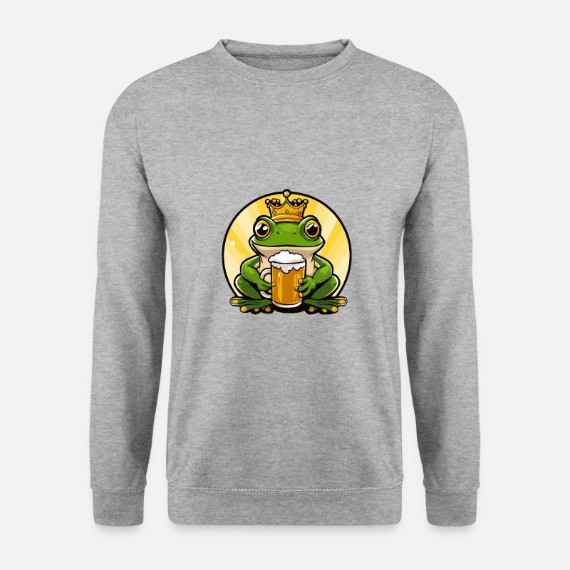 Frosch Bier Comic - Unisex Pullover - Weißgrau meliert