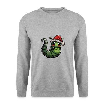 Wurm Weihnachten - Unisex Pullover - Weißgrau meliert - Vorne - Alina (178cm) & Michal (187cm)