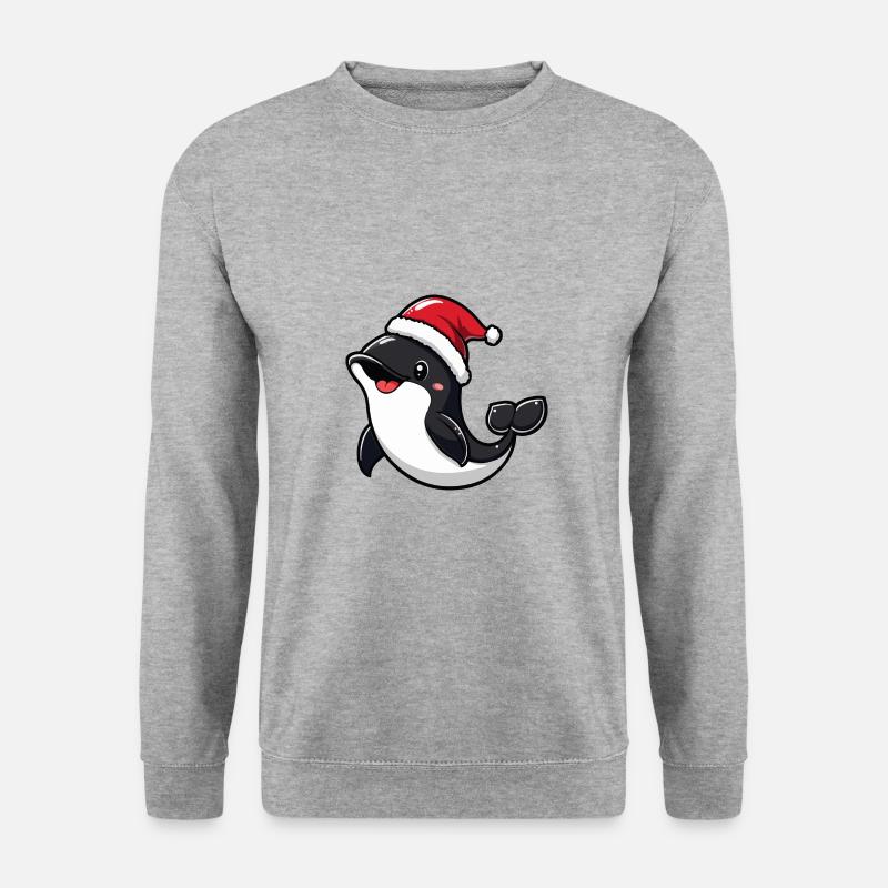 Wal Weihnachten Niedlich - Unisex Pullover - Weißgrau meliert