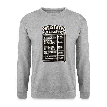 Büro Spruch Chef Arbeitskollegen Dumme Sprüche - Unisex Pullover - Weißgrau meliert - Vorne - Alina (178cm) & Michal (187cm)