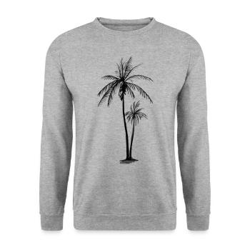 Palmen - Unisex Pullover - Weißgrau meliert - Vorne - Alina (178cm) & Michal (187cm)